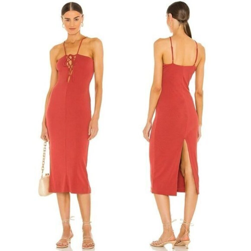 NBD Berry Midi Dress in Two Tone Crimson